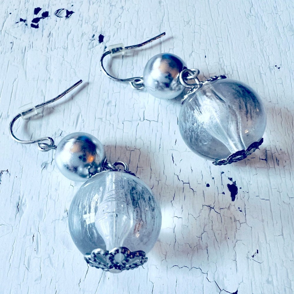 Silver Marble Glazed Earrings